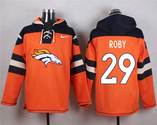 Nike Broncos #29 Bradley Roby Orange Player Pullover NFL Hoodie - Click Image to Close